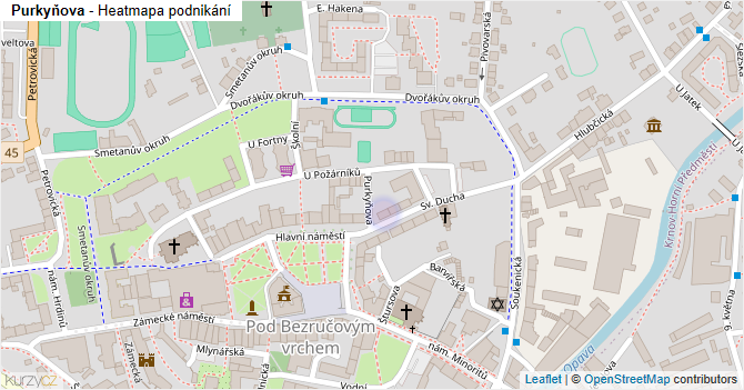 Purkyňova - mapa podnikání