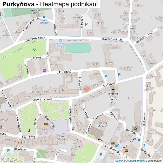 Mapa Purkyňova - Firmy v ulici.