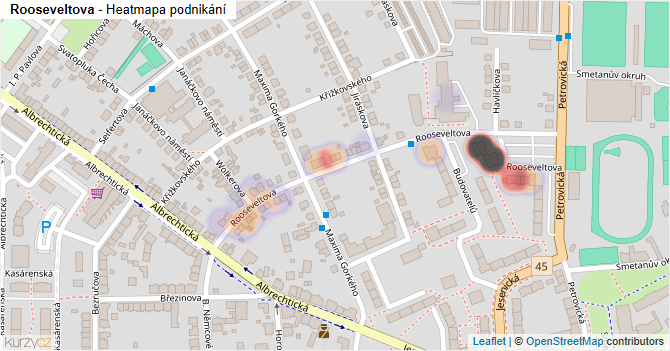 Rooseveltova - mapa podnikání