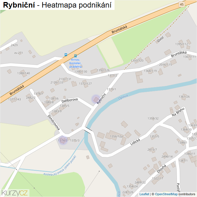 Mapa Rybniční - Firmy v ulici.