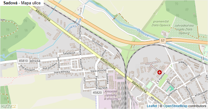 Sadová - mapa ulice