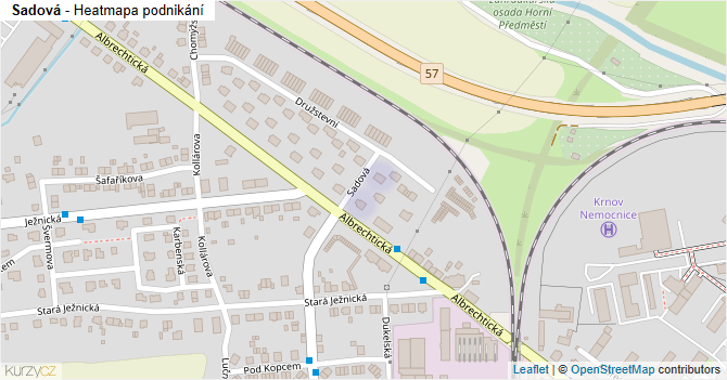 Sadová - mapa podnikání
