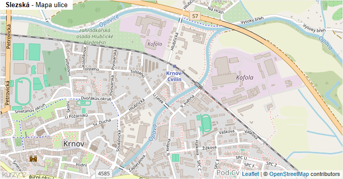 Slezská - mapa ulice