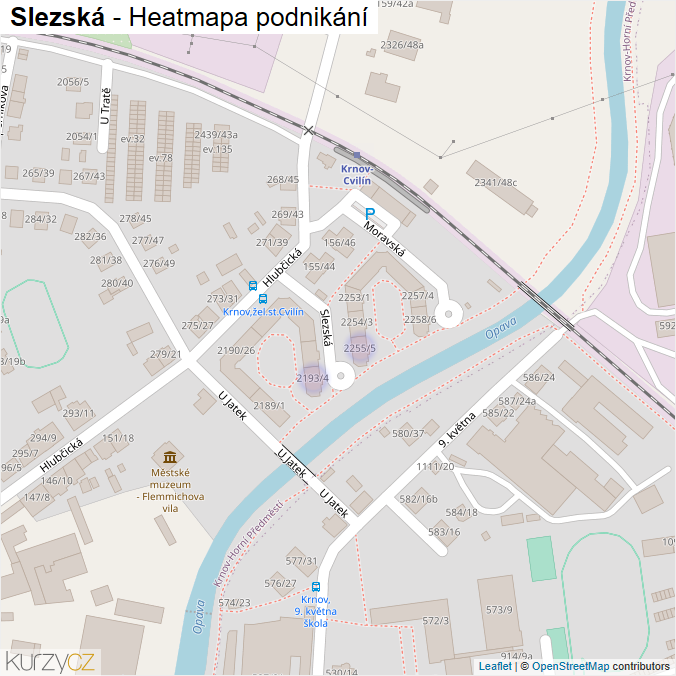 Mapa Slezská - Firmy v ulici.