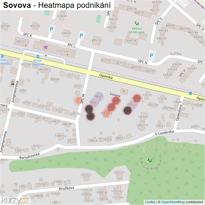Mapa Sovova - Firmy v ulici.
