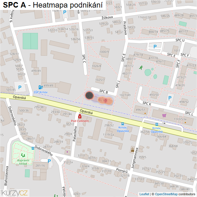 Mapa SPC A - Firmy v ulici.