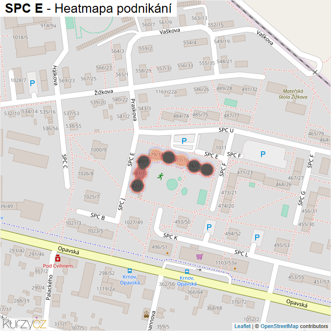 Mapa SPC E - Firmy v ulici.