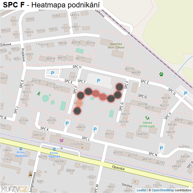 Mapa SPC F - Firmy v ulici.