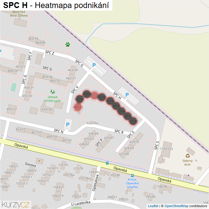 Mapa SPC H - Firmy v ulici.