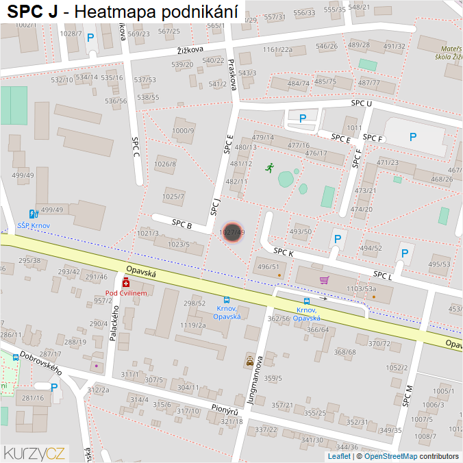 Mapa SPC J - Firmy v ulici.