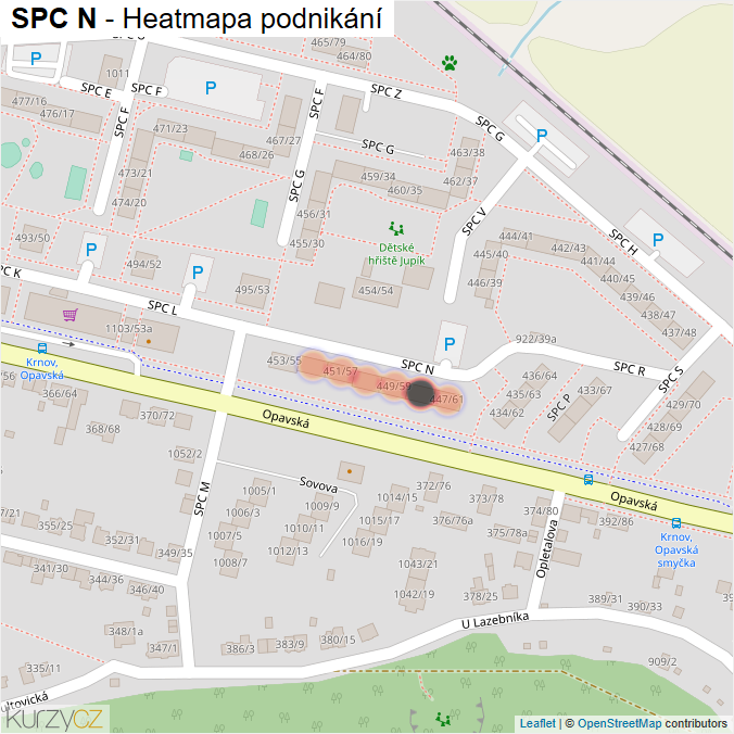 Mapa SPC N - Firmy v ulici.