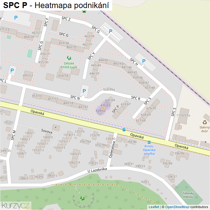 Mapa SPC P - Firmy v ulici.
