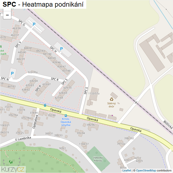 Mapa SPC - Firmy v ulici.
