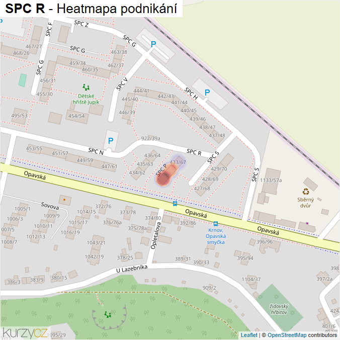 Mapa SPC R - Firmy v ulici.