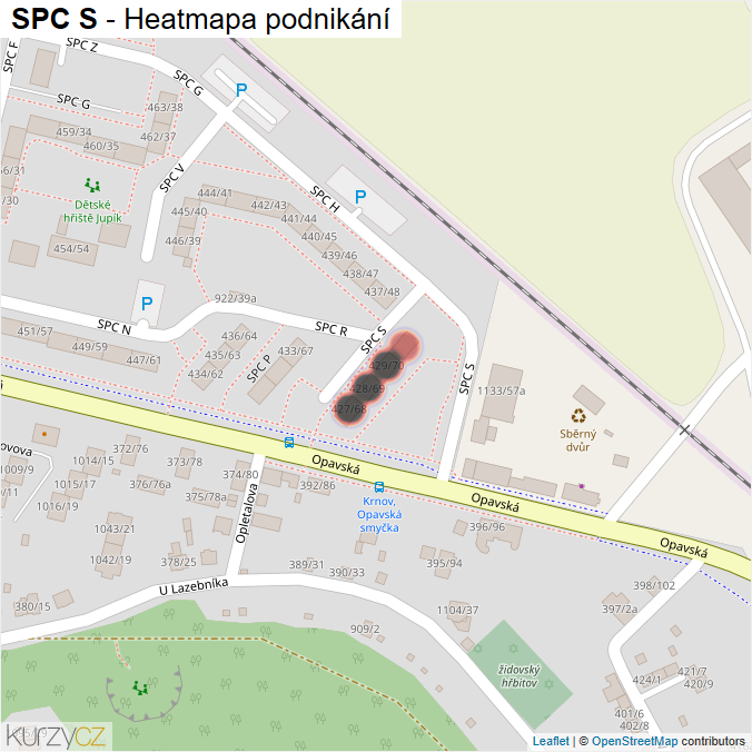 Mapa SPC S - Firmy v ulici.