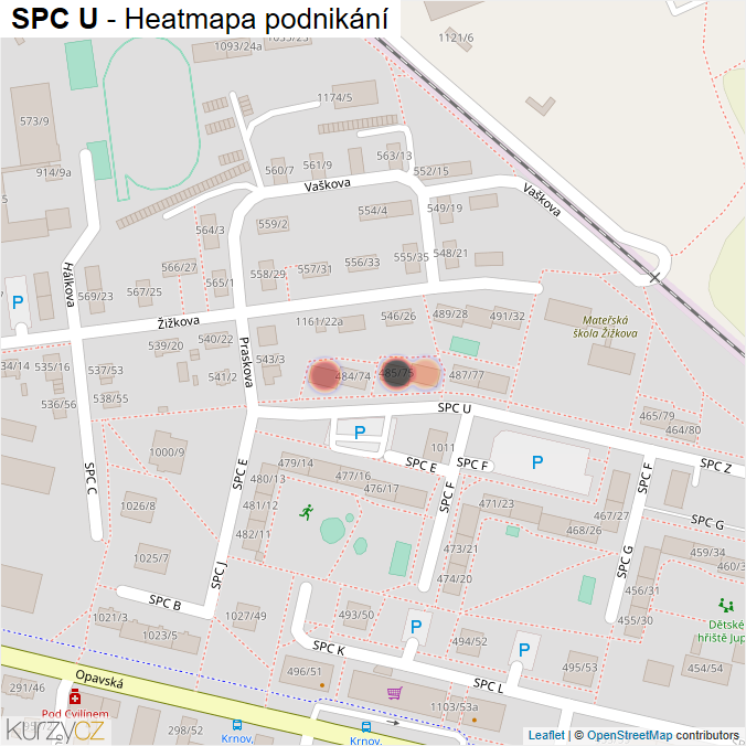 Mapa SPC U - Firmy v ulici.