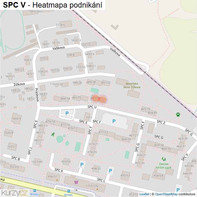 Mapa SPC V - Firmy v ulici.