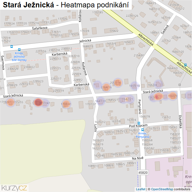 Mapa Stará Ježnická - Firmy v ulici.