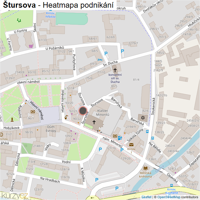Mapa Štursova - Firmy v ulici.