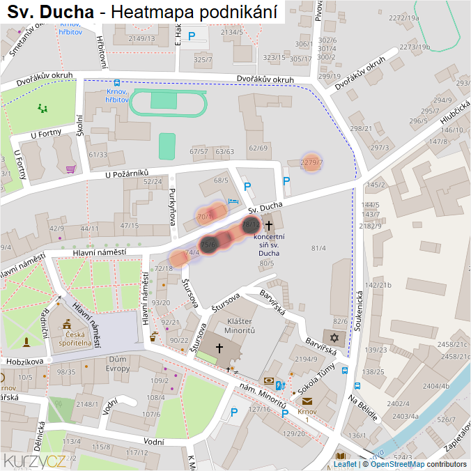 Mapa Sv. Ducha - Firmy v ulici.