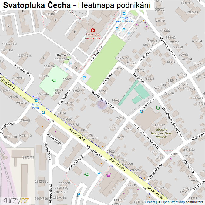 Mapa Svatopluka Čecha - Firmy v ulici.