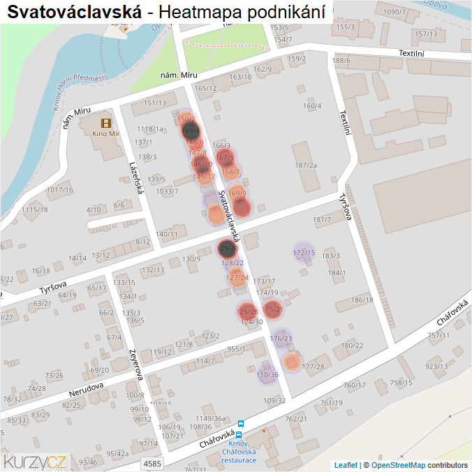 Mapa Svatováclavská - Firmy v ulici.