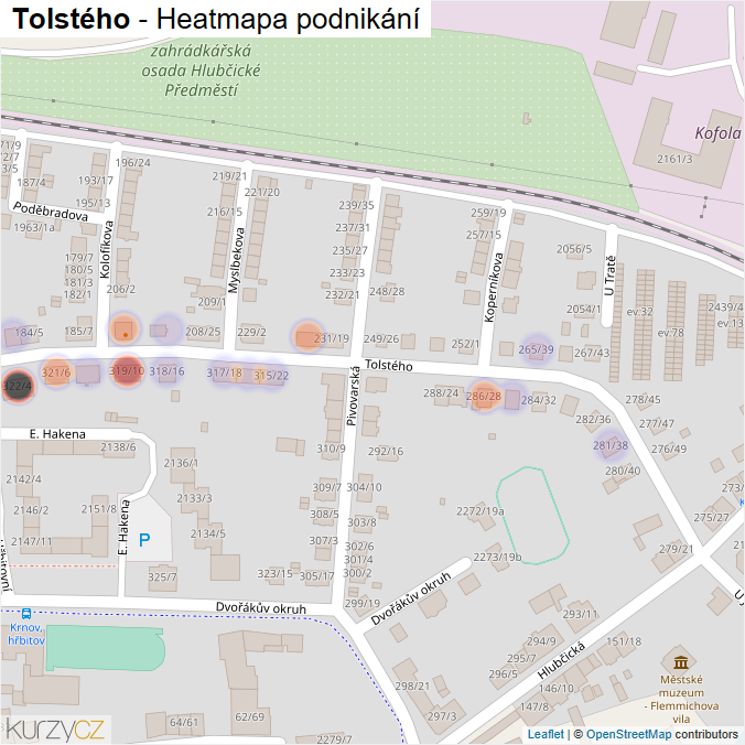 Mapa Tolstého - Firmy v ulici.