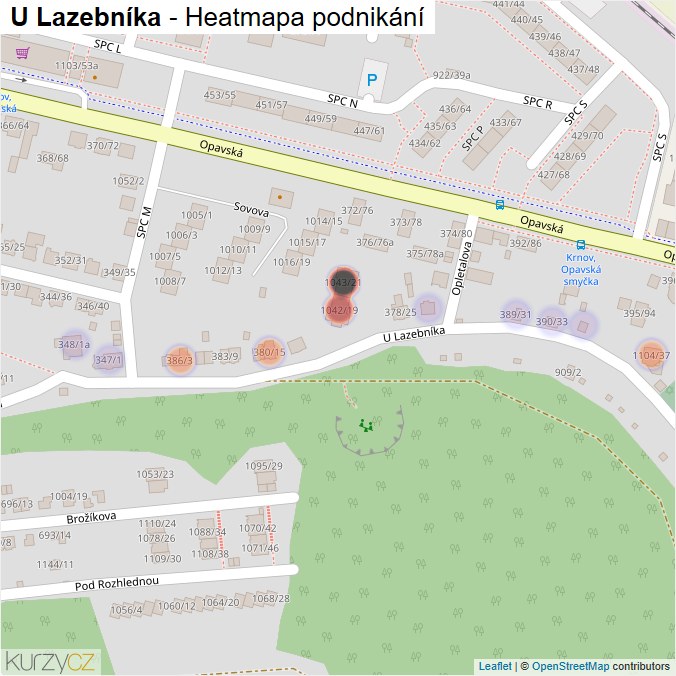 Mapa U Lazebníka - Firmy v ulici.
