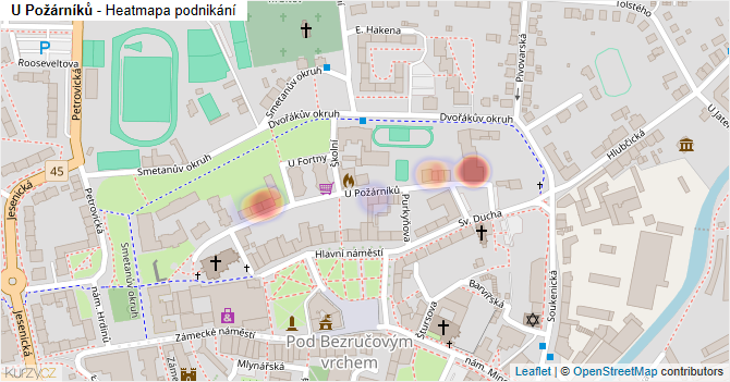 U Požárníků - mapa podnikání