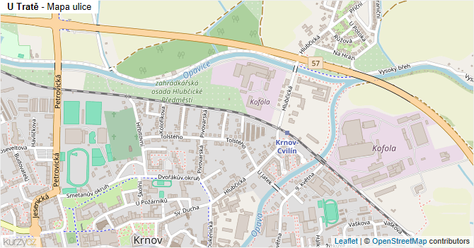 U Tratě - mapa ulice