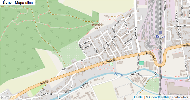 Úvoz - mapa ulice