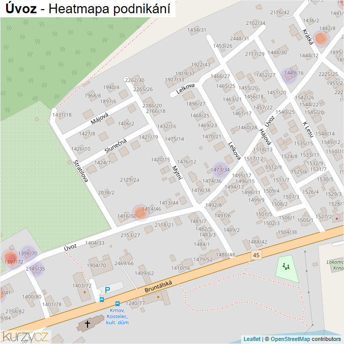 Mapa Úvoz - Firmy v ulici.