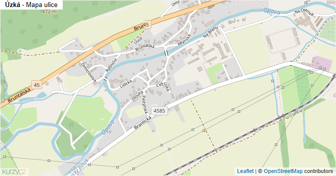 Úzká - mapa ulice