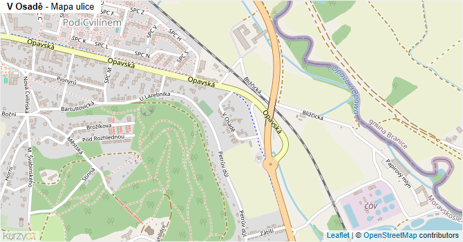 V Osadě - mapa ulice