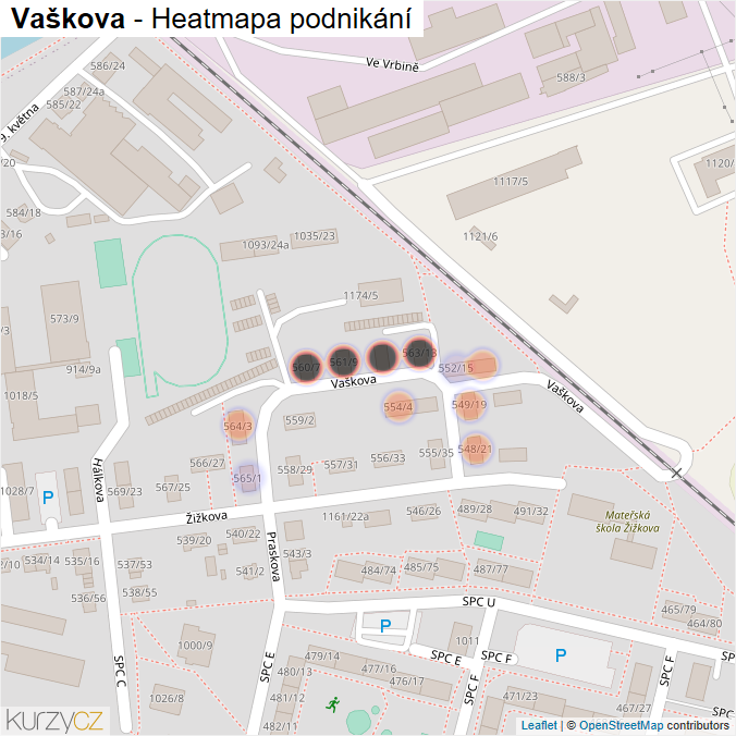 Mapa Vaškova - Firmy v ulici.