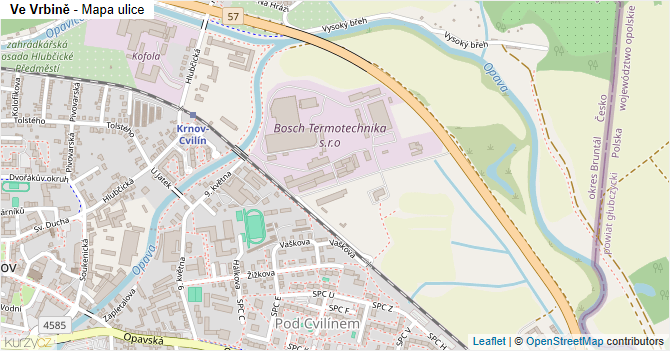 Ve Vrbině - mapa ulice