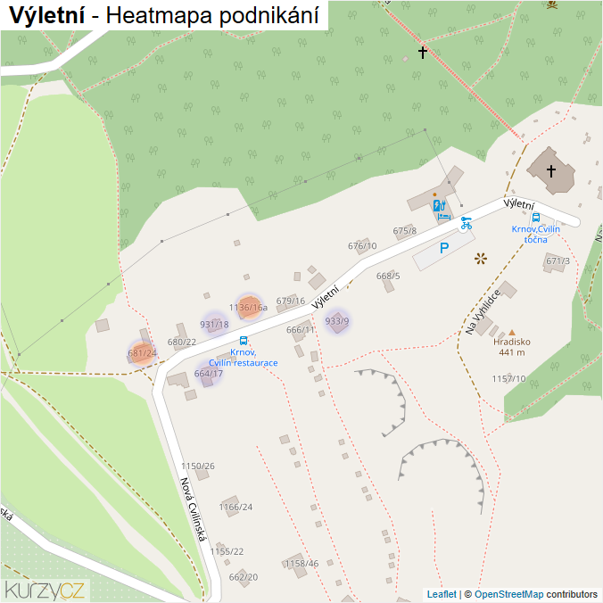 Mapa Výletní - Firmy v ulici.