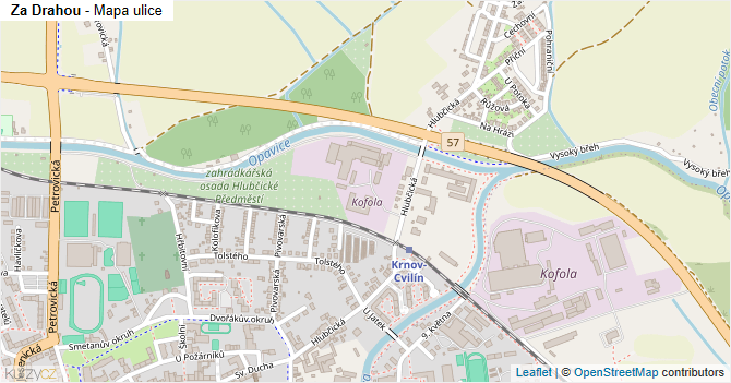 Za Drahou - mapa ulice