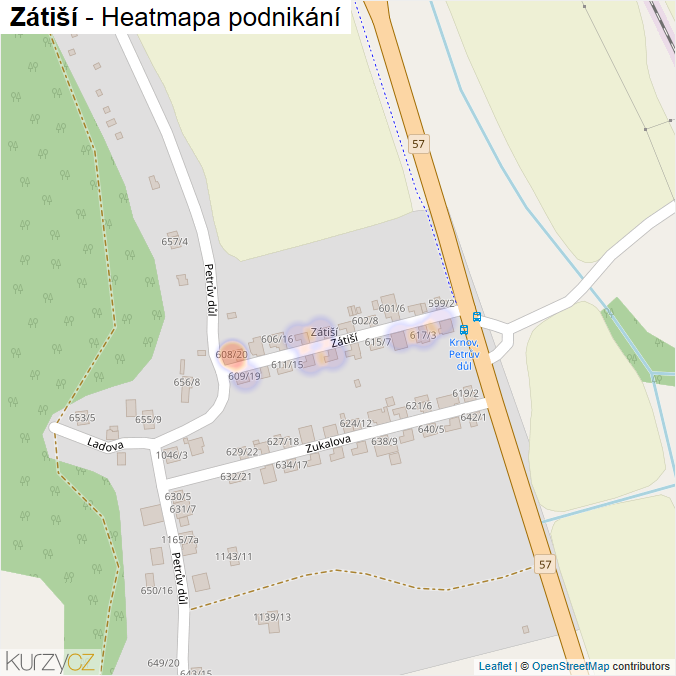Mapa Zátiší - Firmy v ulici.