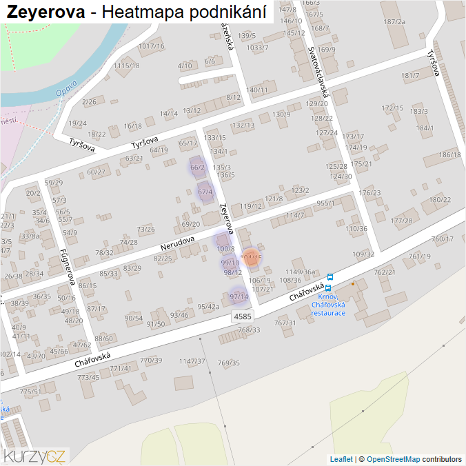 Mapa Zeyerova - Firmy v ulici.