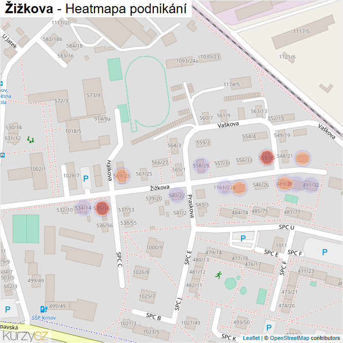 Mapa Žižkova - Firmy v ulici.