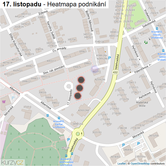 Mapa 17. listopadu - Firmy v ulici.