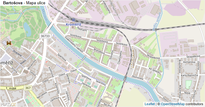 Bartošova - mapa ulice