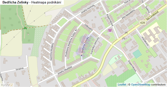 Bedřicha Zelinky - mapa podnikání