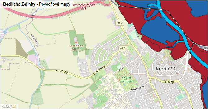 Bedřicha Zelinky - záplavové mapy stoleté vody