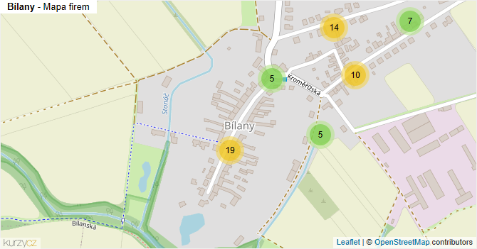 Bílany - mapa firem