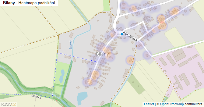 Bílany - mapa podnikání