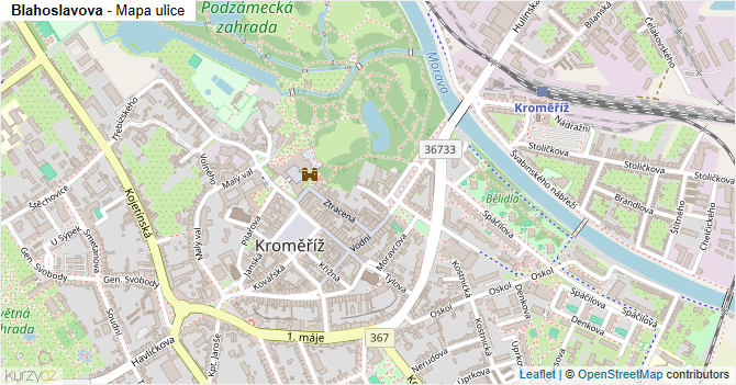 Blahoslavova - mapa ulice