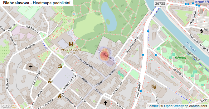 Blahoslavova - mapa podnikání