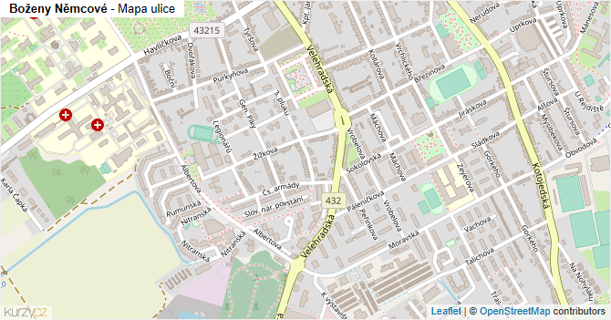 Boženy Němcové - mapa ulice